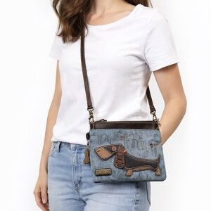 Chala Dachshund Crossbody Bag Vegan Leather Convertible Strap NWT
